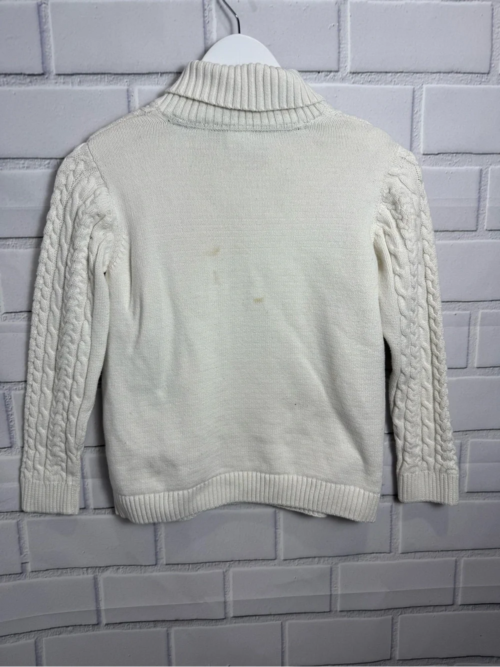 Gymboree boys ivory Cable Knit Sweater Size 12 100% Cotton Mock Neck